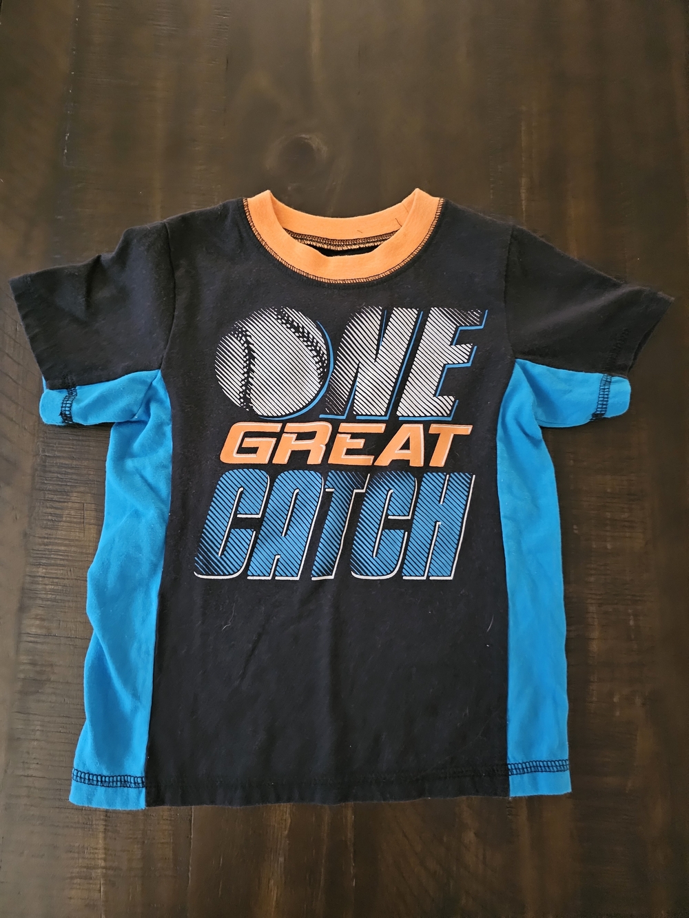 Wonderkids Black, Blue & Orange 'One Great Catch' Short Sleeve Tee